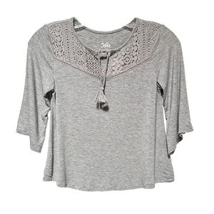 Justice Tassel Tie Neck Swing Jersey Top